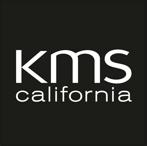 The KMS California brand logo features modern, bold typography with the letters 'KMS' in uppercase, followed by 'California' in smaller, sleek lettering